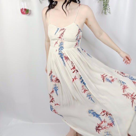 Free People Dresses & Skirts - FREE PEOPLE Beau Smocked print slip midi dress 281